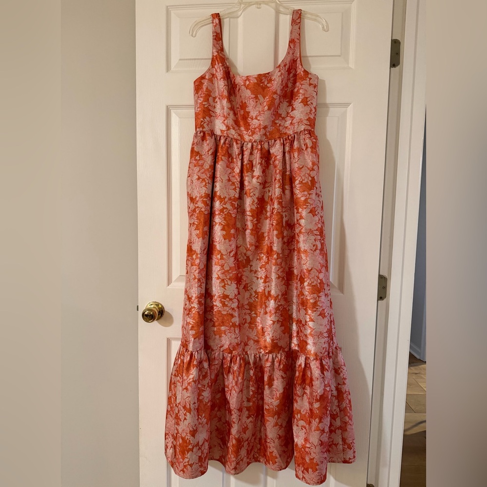 Hutch Vibrant Orange and Cream Floral Maxi Dress